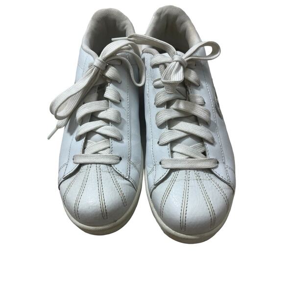 Vtg Skechers White Sneakers 10 Leather Silver Logo Y2k 1990s Shoes WSL Lace up - Picture 6 of 11